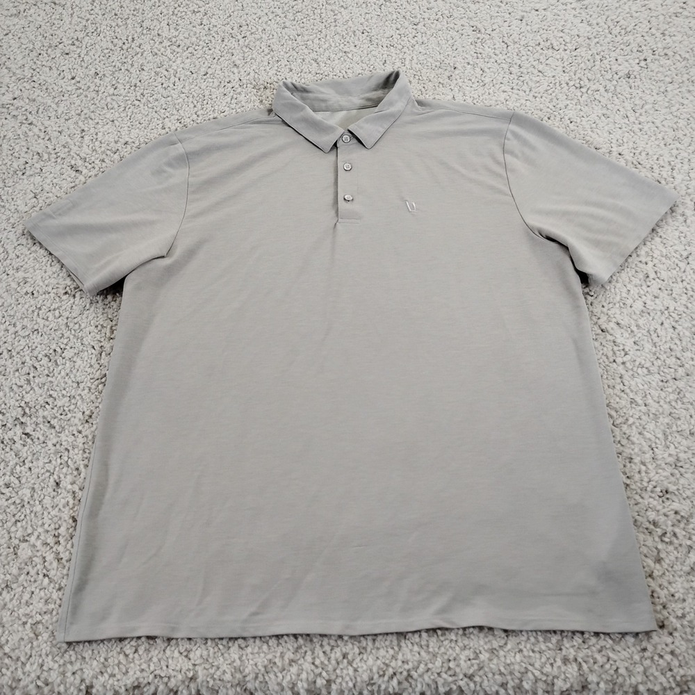 Vuori Shirt Mens XL Beige Polo Performance Golf Preppy Polyester Knit Twill